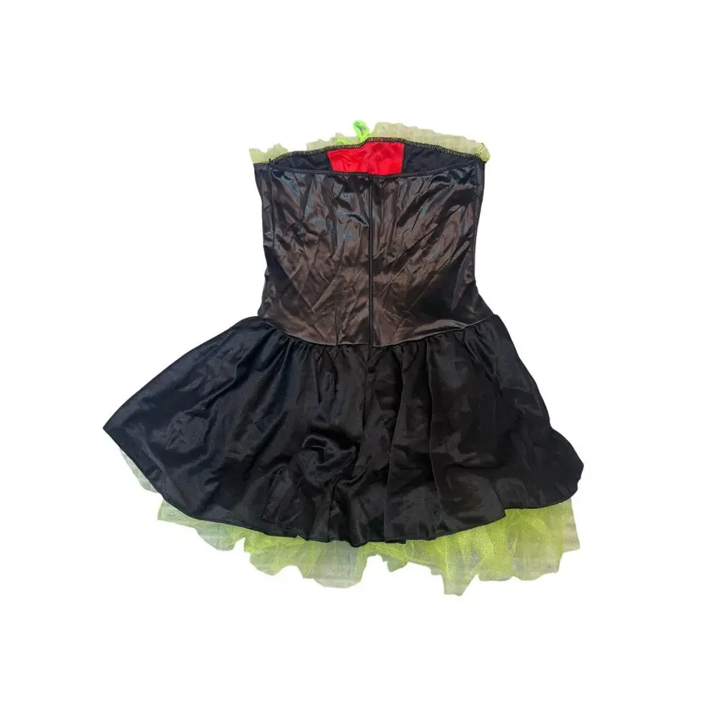Leg Avenue Monster Bride Costume Black Dress Green Tutu Red Lace Up Women S - Picture 7 of 12